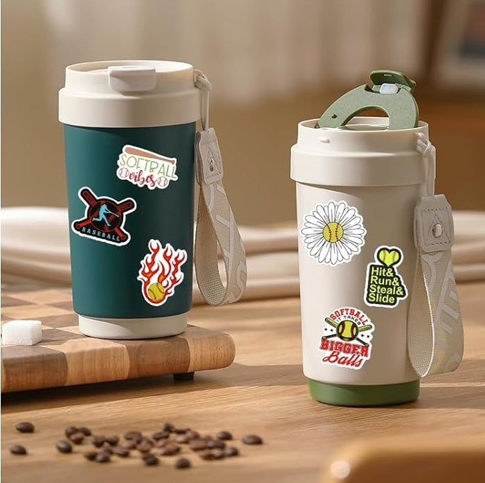Softball Vinyl Stickers for Water Bottle Laptop Car and Helmet