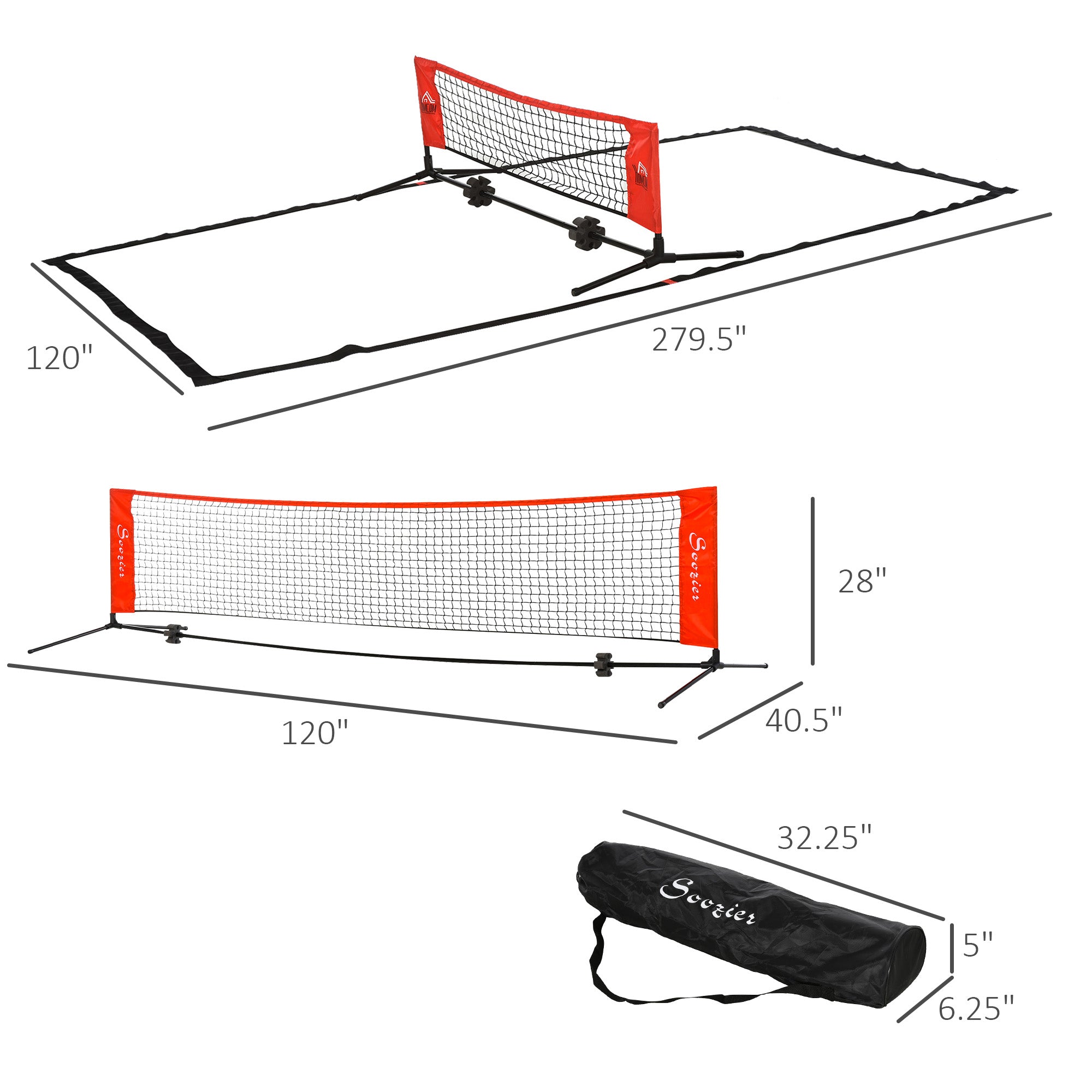 10 ft Portable Multi Sport Net for Soccer Tennis Pickleball and Badminton