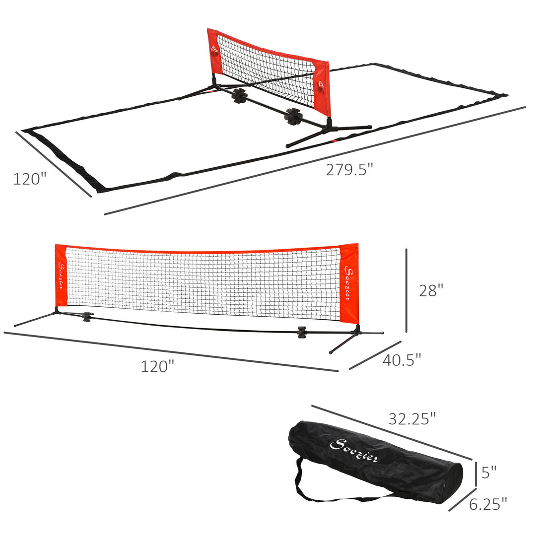 10 ft Portable Multi Sport Net for Soccer Tennis Pickleball and Badminton