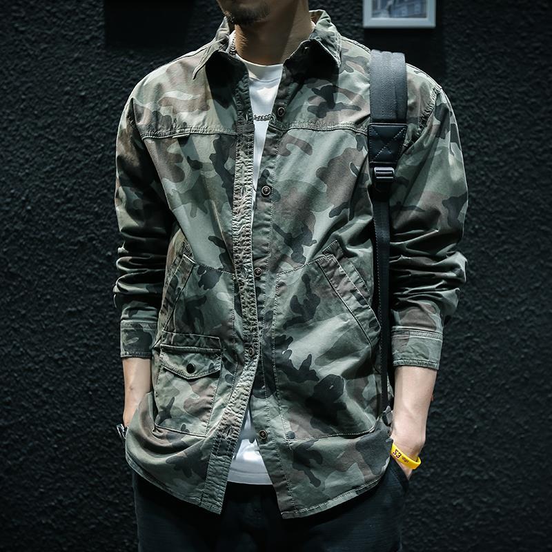 Camouflage Long Sleeve Tooling Shirt Jacket