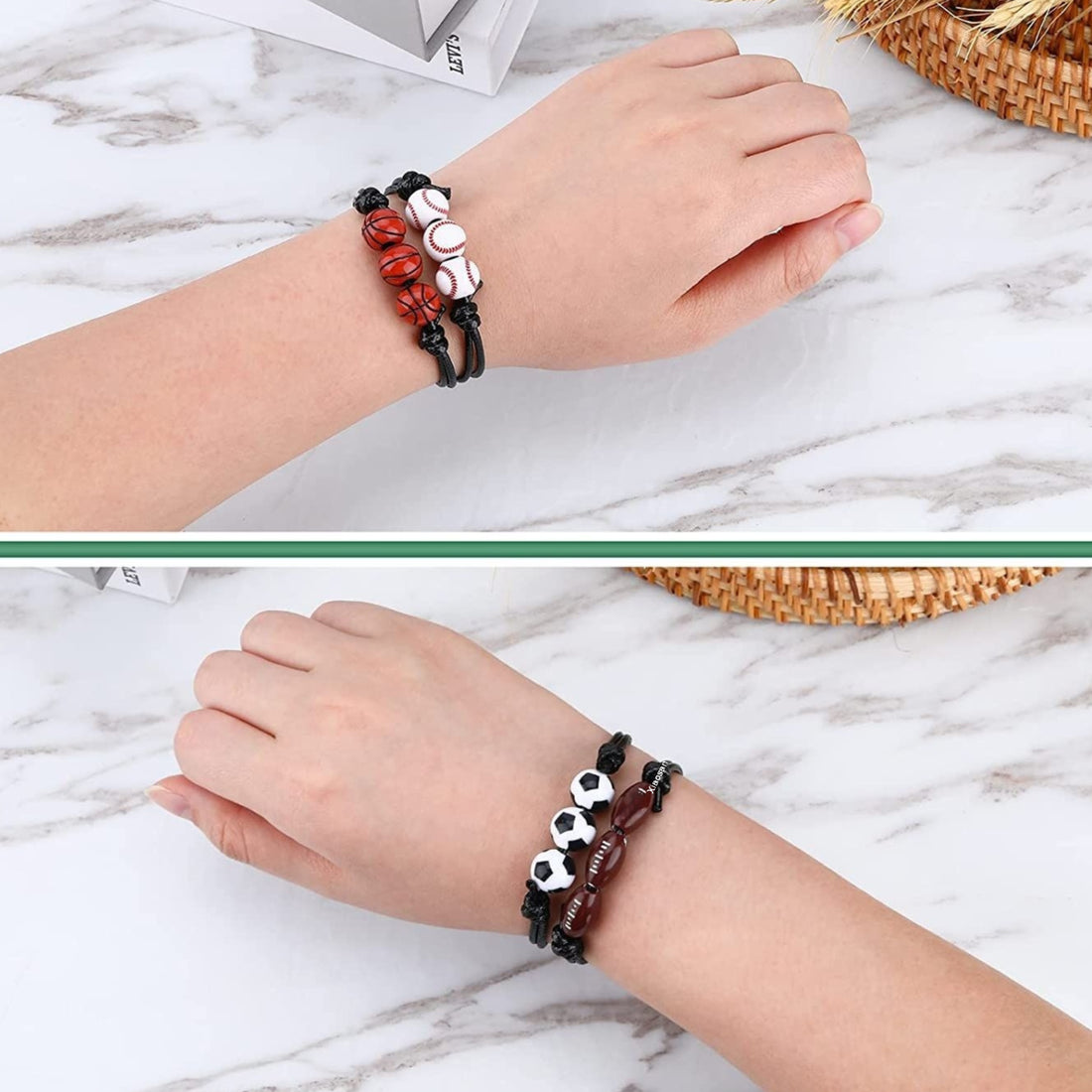 Jewelry Weaving Bracelet Basketball Football Rugby Softball Beads