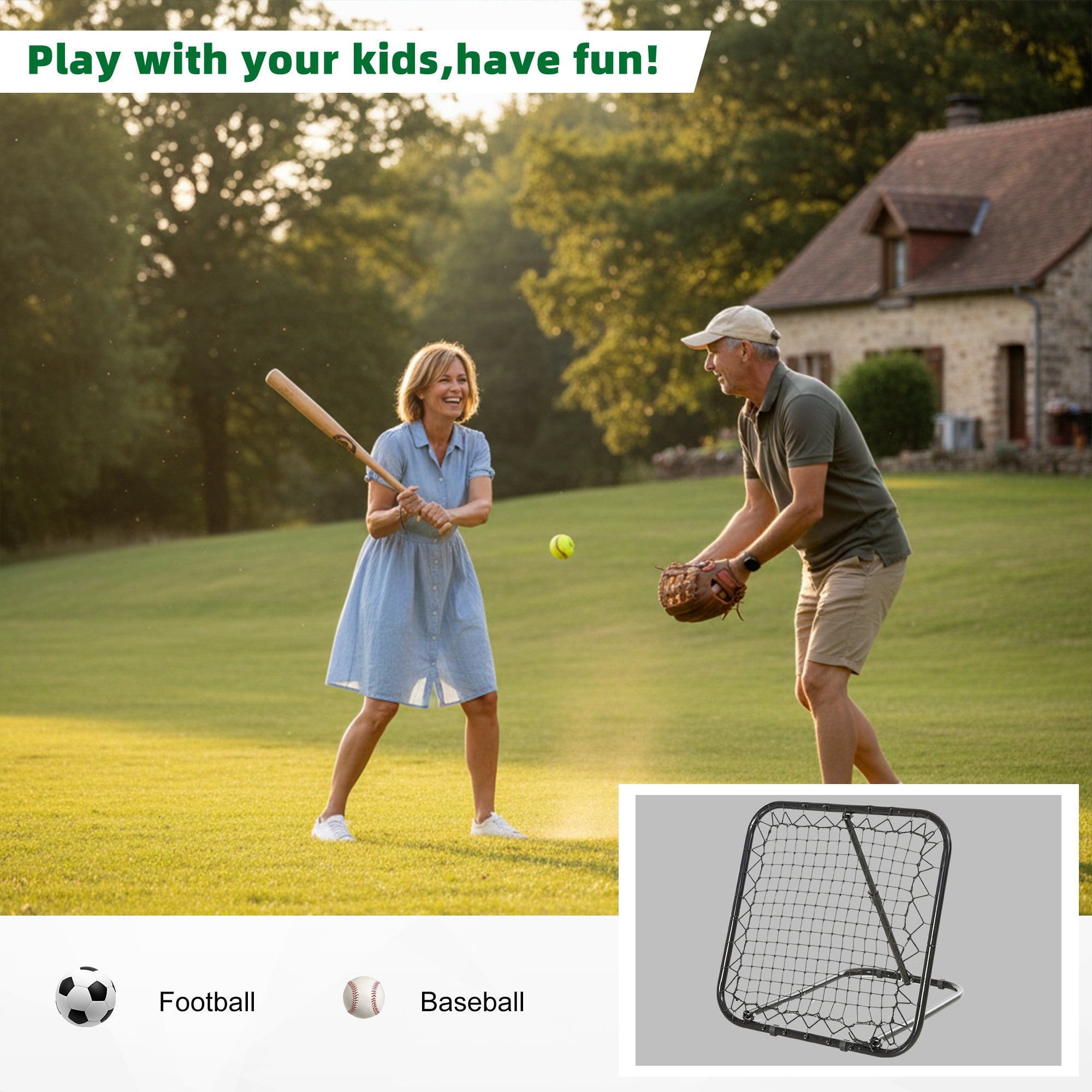 3 x 3 ft Adjustable Soccer Rebounder Training Net