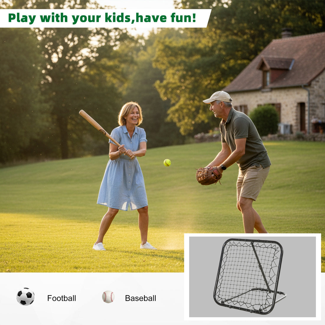 3 x 3 ft Adjustable Soccer Rebounder Training Net